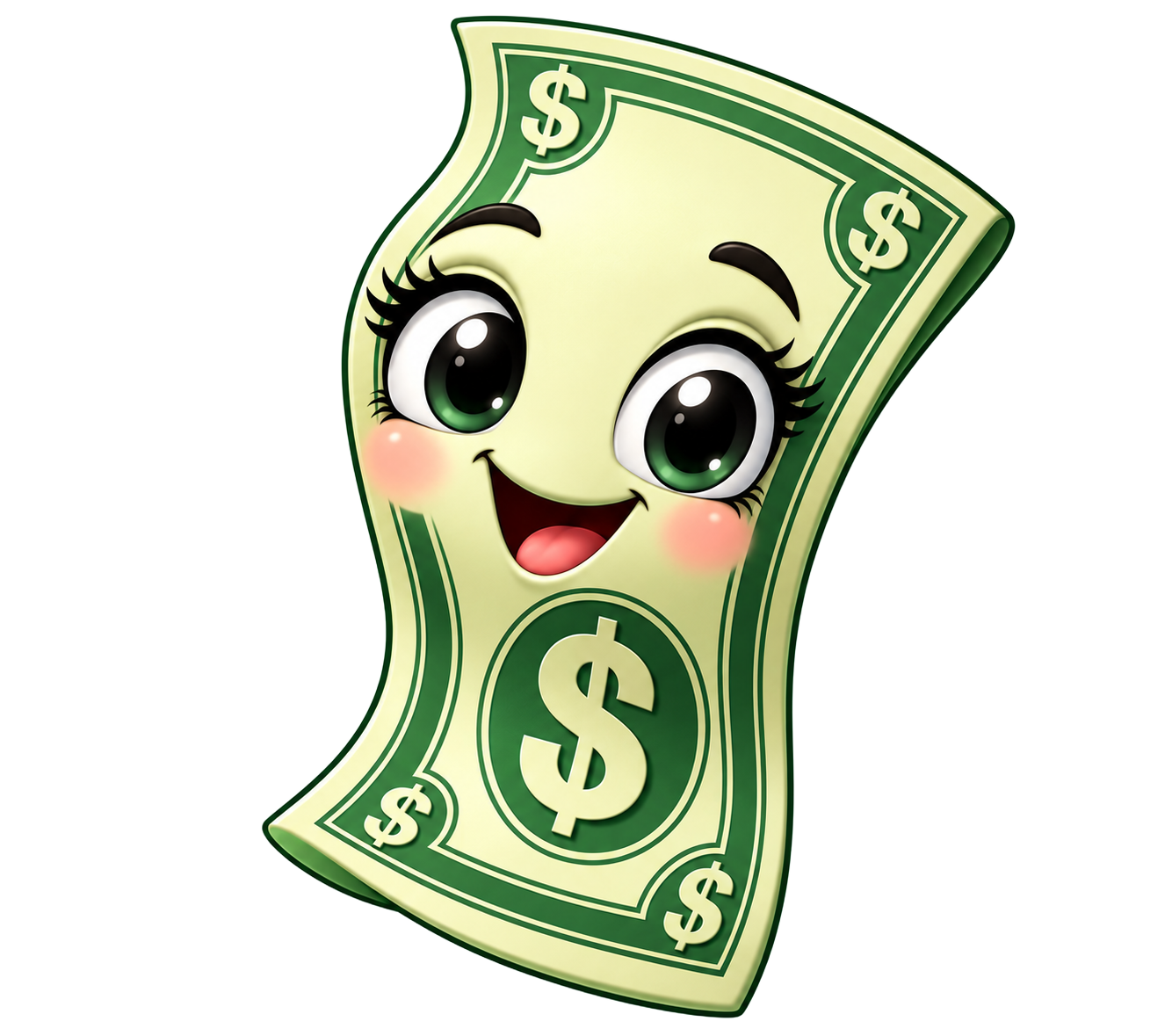 Dolly, the Dollar by Dollar mascot, smiling